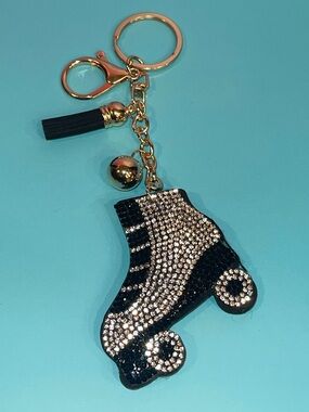 Roller Skate Puff Rhinestone Keychain Bag Charm